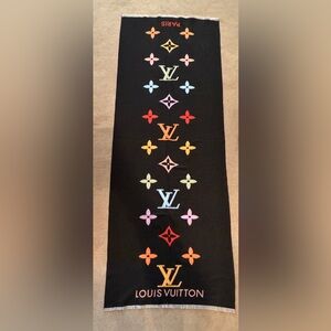 Louis Vuitton Black Scarf with Vibrant Logo Accents